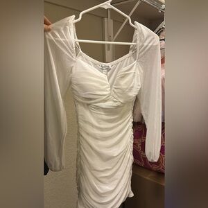 White Glittery Body-Con Dress